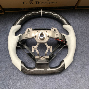 CZD auto parts for Infiniti EX35/ EX37/ G25/ G35/ G37/ G37X/ Q40/ Q60/ QX50 2007-2018 carbon fiber steering wheel with white perforated leather