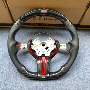 CZD Autoparts for BMW M1 M2 M3 M4 X5M X6M carbon fiber steering wheel Glossy Black carbon fiber with top and bottom