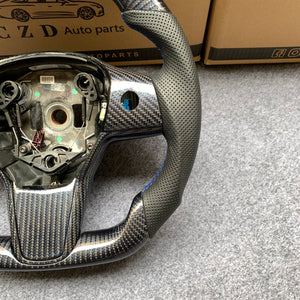 CZD Tesla Model 3 2017/2018/2019/2020 carbon fiber steering wheel with blue wire