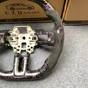 CZD for 2018-2023 Ford Mustang carbon fiber steering wheel wheel with purple stitching