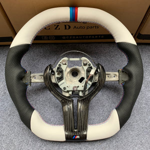 CZD Autoparts For BMW f series M1 M2 M3 M4 carbon fiber steering wheel gloss carbon fiber trim