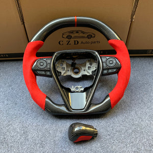CZD Autoparts For Toyota 8th gen Camry se xse le xle 2018-2022 carbon fiber steering wheel gloss carbon fiber trim