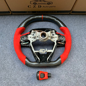 CZD Autoparts For Toyota 8th gen Camry se xse le xle 2018-2022 carbon fiber steering wheel red alcantara sides