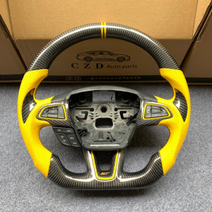 Ford Focus RS ST 2015-2018 carbon fiber steering wheel with yellow perforated leather from czd auto parts