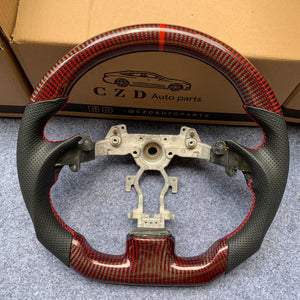 CZD autoparts for Infiniti EX35/ EX37/ G25/ G35/ G37/ G37X/ Q40/ Q60/ QX50 2007-2018 carbon fiber steering wheel with red stripe line