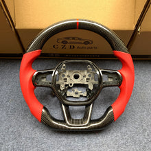 Load image into Gallery viewer, CZD Autoparts For Honda 11th gen Civic XI carbon fiber steering wheel red perforated leather sides
