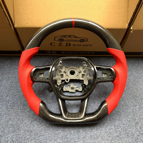 CZD For 2022/2023 Honda Civic carbon fiber steering wheel with perforated leather sides