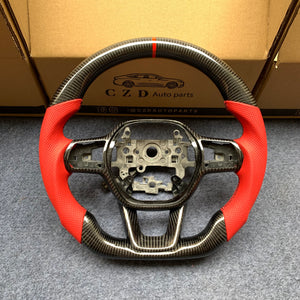 CZD Autoparts For Honda 11th gen Civic XI carbon fiber steering wheel gloss carbon fiber trim