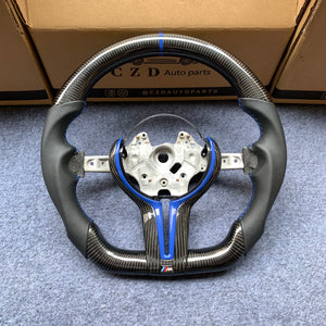 CZD Autoparts for BMW M1 M2 M3 M4 F80 F82 F83 carbon fiber steering wheel 3MM blue strip