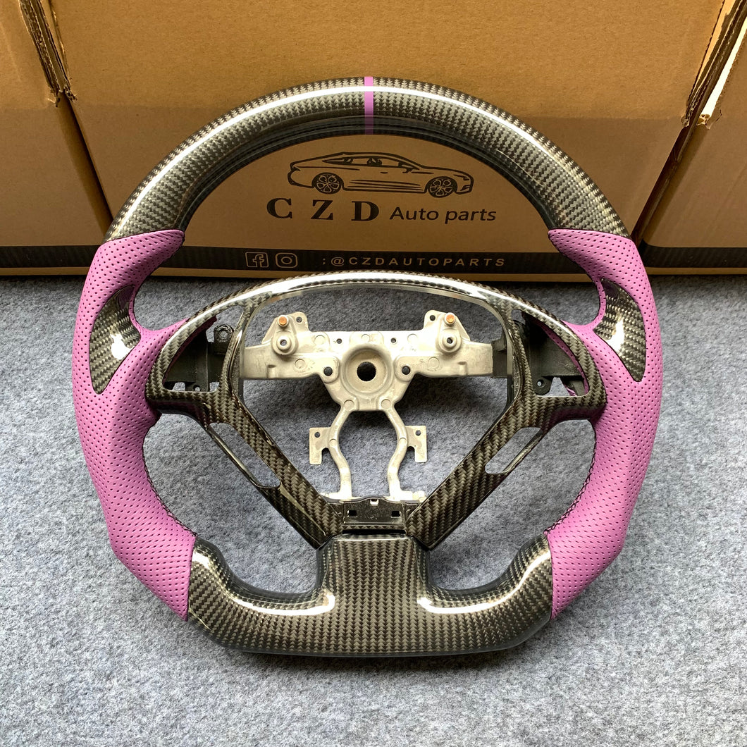 CZD autoparts for Infiniti EX35/ EX37/ G25/ G35/ G37/ G37X/ Q40/ Q60/ QX50 2007-2018 carbon fiber steering wheel with purple stripe line