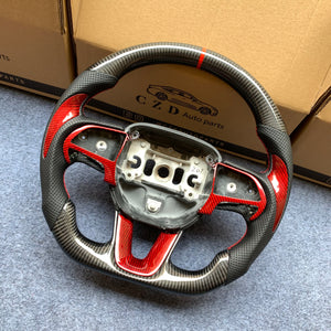 CZD Autoparts for Dodge (SRT) Challenger 2015-2021 carbon carbon fiber steering wheel gloss red carbon fiber switch cover