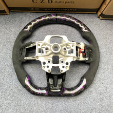 Load image into Gallery viewer, CZD for 2018-2023 Ford Mustang carbon fiber steering wheel wheel with purple stitching
