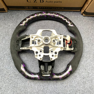 CZD for 2018-2023 Ford Mustang carbon fiber steering wheel wheel with purple stitching