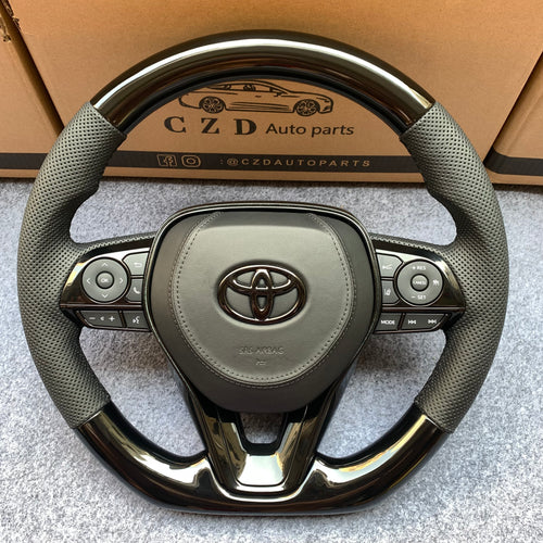 czd auto parts for Toyota RAV4 2019-2021 carbon fiber steering wheel black perforated leather