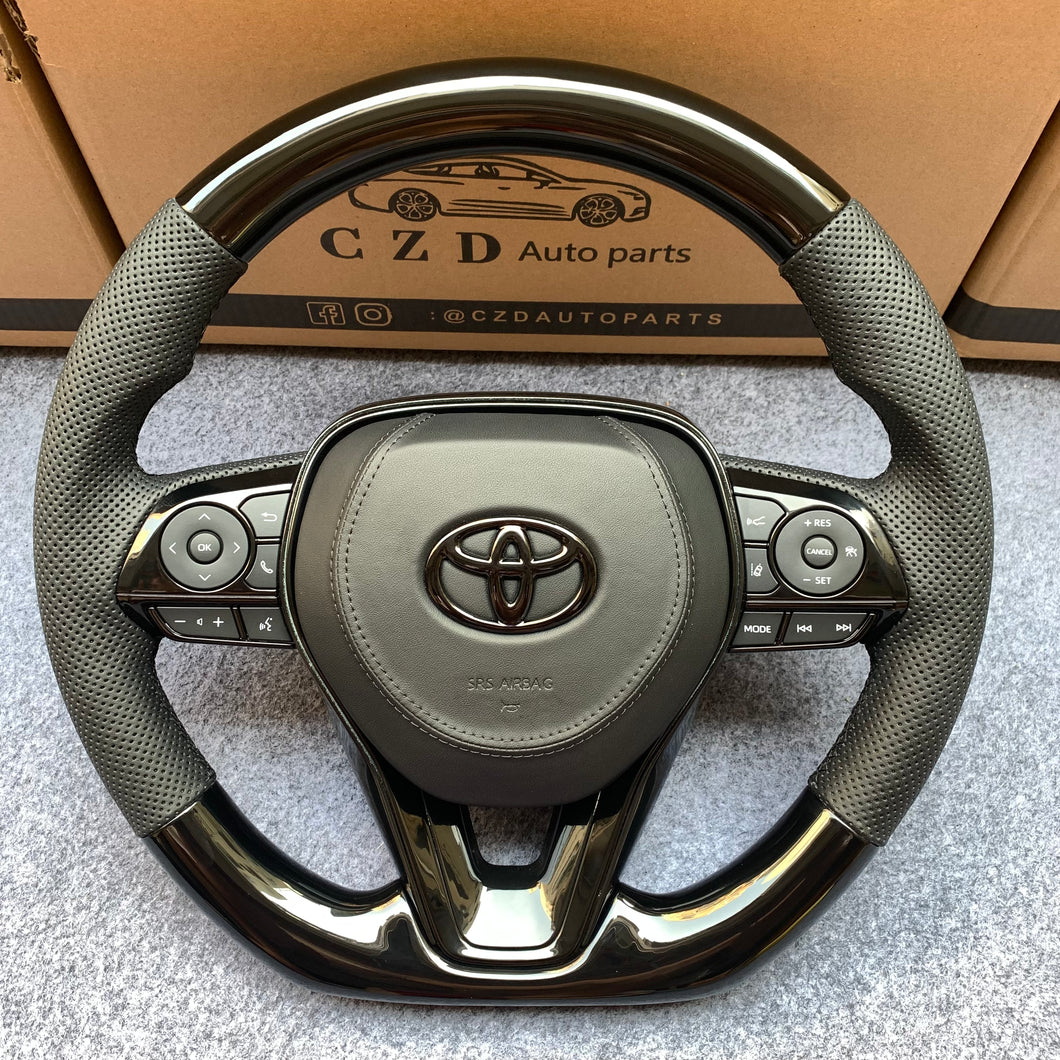 czd auto parts for Toyota RAV4 2019-2021 carbon fiber steering wheel black perforated leather