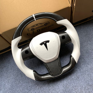 CZD Tesla Model 3 2017/2018/2019/2020 carbon fiber steering wheel with airbag cover