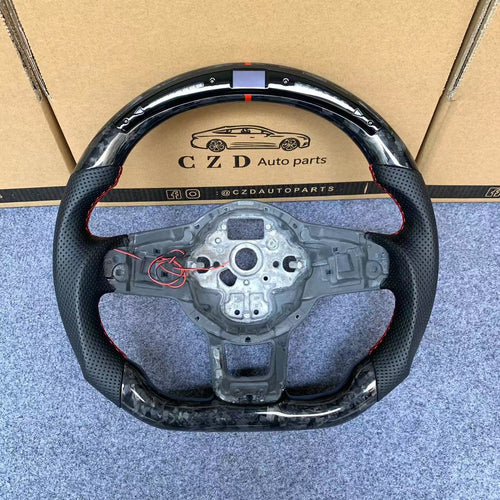 CZD auto parts for Volkswagen MK7/ Golf 7/ GTI/ Golf R/ VW Polo GTI/ Scirocco 2015-2016 carbon fiber steering wheel with red stitching