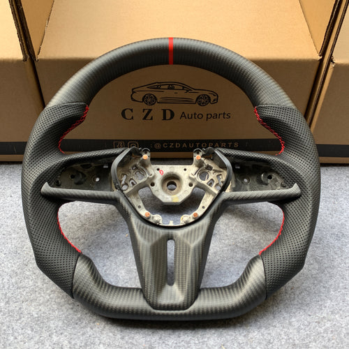 CZD auto parts for Nissan GTR R50 2017-2022 carbon fiber steering wheel with red stripe line