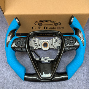 CZD Autoparts for Toyota 8th gen Camry se xse le xle 2018-2022 carbon fiber steering wheel cut top and flat bottom