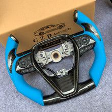 Load image into Gallery viewer, CZD Autoparts for Toyota 8th gen Camry se xse le xle 2018-2022 carbon fiber steering wheel lake blue perforated leather sides