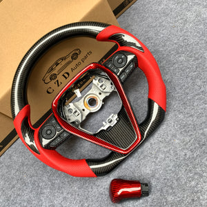 CZD For 8th Gen 2018/2019/2020/2021 Toyota Camry/SE/XSE/TRD carbon fiber steering wheel with red stitching