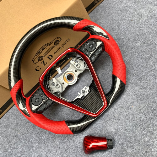 CZD For 8th 2018/2019/2020/2021 Toyota Camry SE/XSE/TRD carbon fiber steering wheel with red stitching