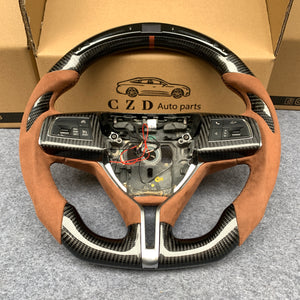 CZD auto parts For Maserati Quattroporte GTS 2013-2019 carbon fiber steering wheel with LED