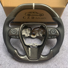 Load image into Gallery viewer, CZD For 8th 2018/2019/2020/2021 Toyota camry/SE/XSE/TRD carbon fiber steering wheel with gloss black carbon fiber top&amp;bottom