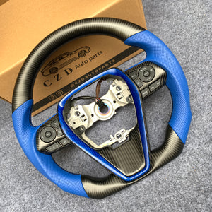 CZD For 8th Gen 2018/2019/2020/2021 Toyota Camry/SE/XSE/TRD carbon fiber steering wheel with blue perforated leather