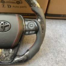Load image into Gallery viewer, CZD Autoparts for Toyota 8th gen Camry se xse le xle 2018-2022 carbon fiber steering wheel with black smoth leather airbag cover