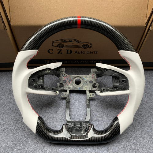 Honda 10th gen Civic SI 2016-2021 carbon fiber steering wheel with red stripe line from czd auto parts