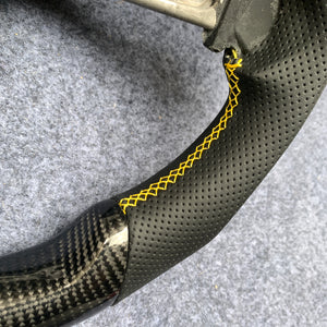 CZD Autoparts for BMW M1 M2 M3 M4 X5M X6M carbon fiber steering wheel black perforated leather with yellow stiching sides