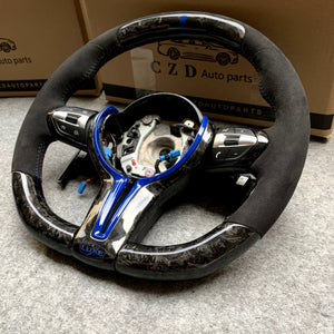 CZD Autoparts for BMW M5 F10 M6 F12 F13 carbon fiber steering wheel blue inner center trim