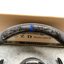Load image into Gallery viewer, CZD Autoparts for BMW M1 M2 M3 M4 X5M X6M carbon fiber steering wheel black alcantara sides and blue strie at top