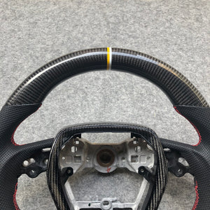 CZD Autoparts for Toyota 8th gen Camry se xse le xle 2018-2022 carbon fiber steering wheel 6mm yellow and white  stripe line at top