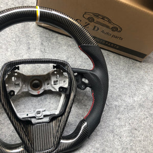 CZD Autoparts for Toyota 8th gen Camry se xse le xle 2018-2022 carbon fiber steering wheel 6mm yellow and white  stripe line at top