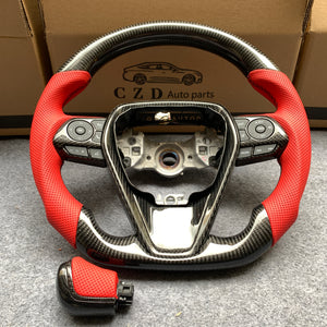 CZD For 8th Gen 2018/2019/2020/2021 Toyota Camry/SE/XSE/TRD carbon fiber steering wheel with perforated leather