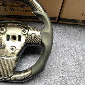 Tesla Model 3 2017/2018/2019/2020 carbon fiber steering wheel from CZD with white stitching