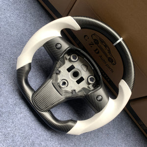 Tesla Model 3 2017/2018/2019/2020 carbon fiber steering wheel from CZD with matte trim