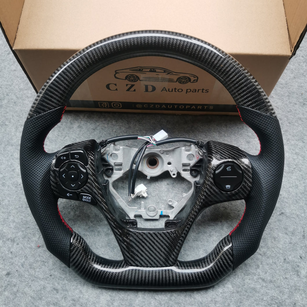 CZD For 2013、2014、2015、2016、2017 7th Toyota Gamry carbon fiber steering wheel with red stitching