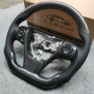 CZD For 2013、2014、2015、2016、2017 7th Toyota Gamry carbon fiber steering wheel with red stitching