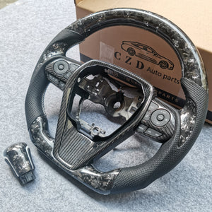 CZD For 8th 2018/2019/2020/2021 Toyota camry/SE/XSE/TRD carbon fiber steering wheel with white stitching