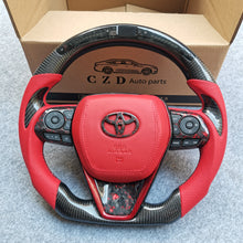 Load image into Gallery viewer, CZD Autoparts for Toyota Avalon 2018-2022 carbon fiber steering wheel gloss forged carbon fiber with red flakes center trim