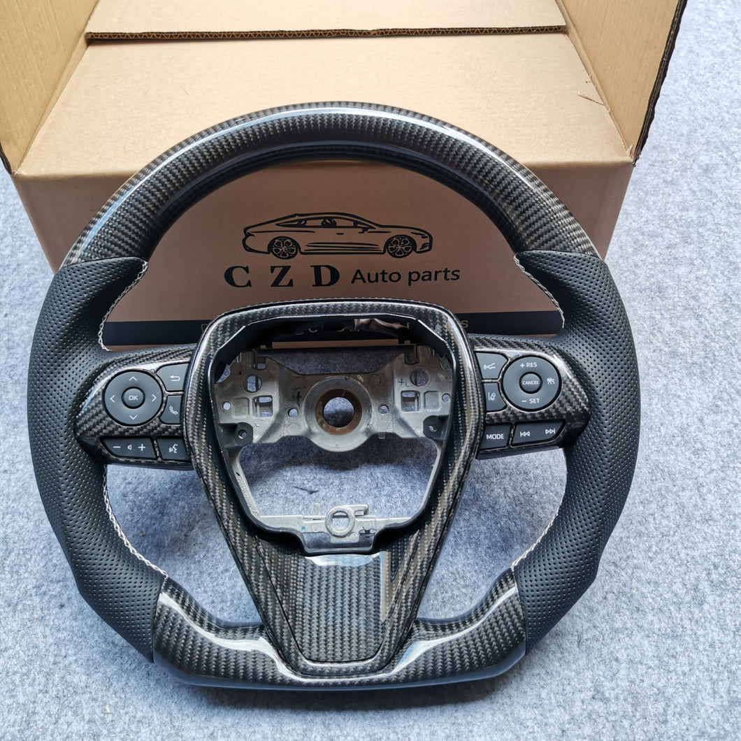 CZD Autoparts for Toyota Avalon 2019-2022 carbon fiber steering wheel round top and flat bottom