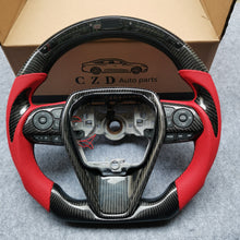 Load image into Gallery viewer, CZD For 8th 2018/2019/2020/2021 Toyota camry/SE/XSE/TRD carbon fiber steering wheel with gloss black carbon fiber top&amp;bottom