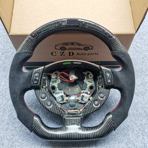 CZD Autoparts For Maserati Quattroporte 2003-2012 carbon fiber steering wheel gloss finish & LED  with alcantara
