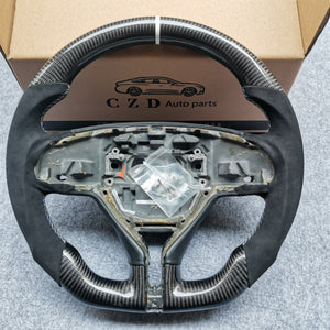 CZD Autoparts For Maserati Quattroporte GTS 2013-2019 carbon fiber steering wheel gloss finish with alcantara
