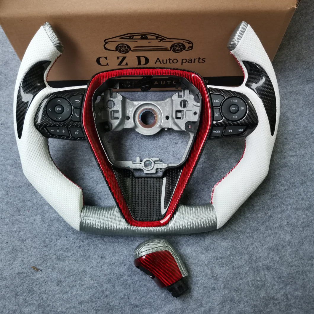 CZD For 8th 2018/2019/2020/2021 Toyota camry/SE/XSE/TRD carbon fiber steering wheel with F1 shape