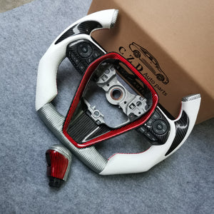 CZD For 8th 2018/2019/2020/2021 Toyota camry/SE/XSE/TRD carbon fiber steering wheel with white red stitching