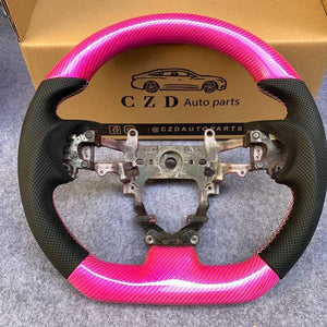 CZD Autoparts For Honda 9th gen Civic/SI 2012-2015 carbon fiber steering wheel gloss pink carbon fiber top&bottom